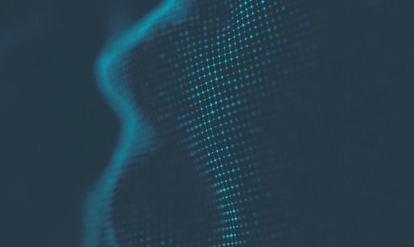  Music background. Big Data Particle Flow Visualisation. Science infographic futuristic illustration. Sound wave.