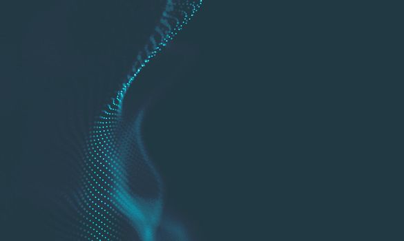  Music background. Big Data Particle Flow Visualisation. Science infographic futuristic illustration. Sound wave.