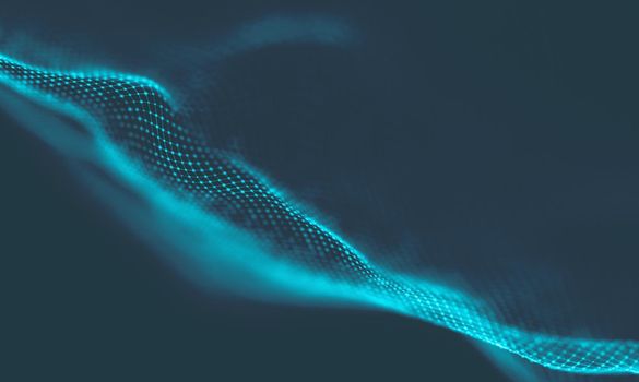  Music background. Big Data Particle Flow Visualisation. Science infographic futuristic illustration. Sound wave.