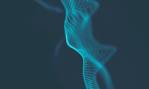  Music background. Big Data Particle Flow Visualisation. Science infographic futuristic illustration. Sound wave.