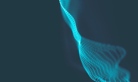  Music background. Big Data Particle Flow Visualisation. Science infographic futuristic illustration. Sound wave.
