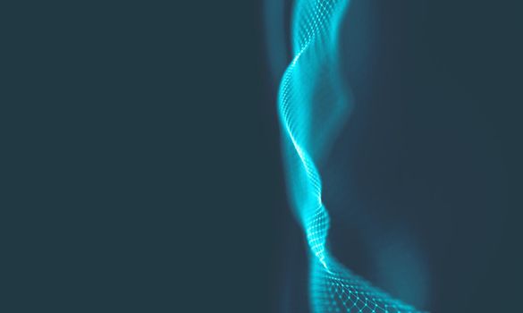  Music background. Big Data Particle Flow Visualisation. Science infographic futuristic illustration. Sound wave.