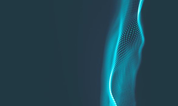  Music background. Big Data Particle Flow Visualisation. Science infographic futuristic illustration. Sound wave.