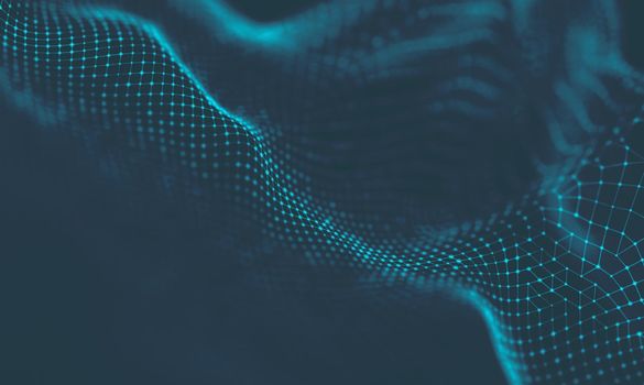  Music background. Big Data Particle Flow Visualisation. Science infographic futuristic illustration. Sound wave.