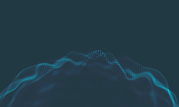  Music background. Big Data Particle Flow Visualisation. Science infographic futuristic illustration. Sound wave.