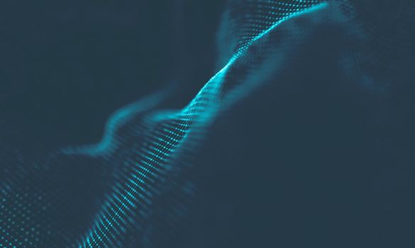  Music background. Big Data Particle Flow Visualisation. Science infographic futuristic illustration. Sound wave.