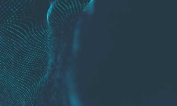  Music background. Big Data Particle Flow Visualisation. Science infographic futuristic illustration. Sound wave.