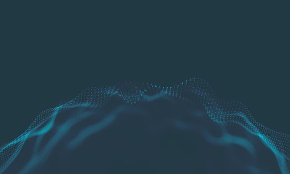  Music background. Big Data Particle Flow Visualisation. Science infographic futuristic illustration. Sound wave.
