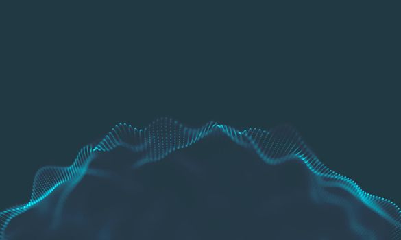  Music background. Big Data Particle Flow Visualisation. Science infographic futuristic illustration. Sound wave.