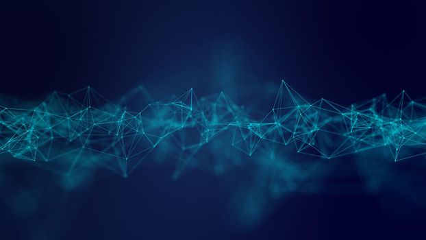 Abstract geometric blue connections background. Artificial intelligence tech medical concept.