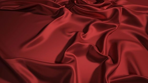 Abstract red silk background. Red textile luxury wallpaper.