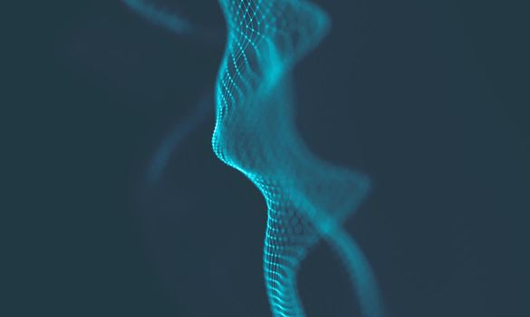  Music background. Big Data Particle Flow Visualisation. Science infographic futuristic illustration. Sound wave.