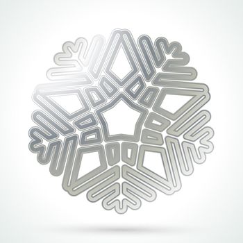 Silver snowflake icon. Abstract winter symbol. Decorative element for brochure, flyer, greeting card. Vector illustration.