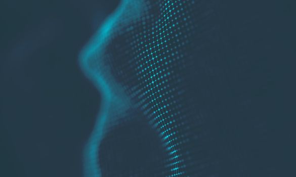  Music background. Big Data Particle Flow Visualisation. Science infographic futuristic illustration. Sound wave.