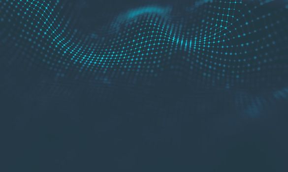  Music background. Big Data Particle Flow Visualisation. Science infographic futuristic illustration. Sound wave.