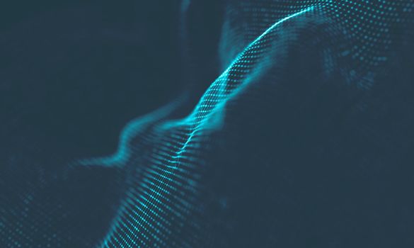  Music background. Big Data Particle Flow Visualisation. Science infographic futuristic illustration. Sound wave.