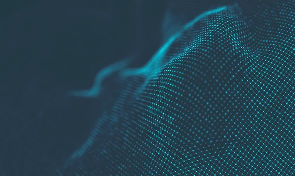  Music background. Big Data Particle Flow Visualisation. Science infographic futuristic illustration. Sound wave.