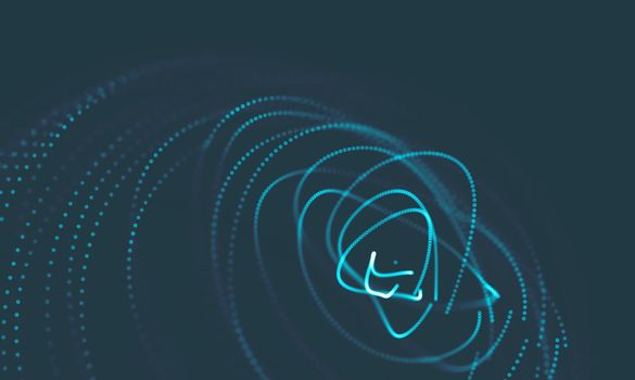  Music background. Big Data Particle Flow Visualisation. Science infographic futuristic illustration. Sound wave.