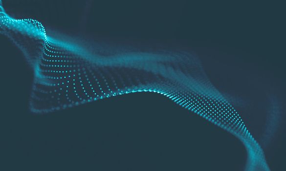  Music background. Big Data Particle Flow Visualisation. Science infographic futuristic illustration. Sound wave.