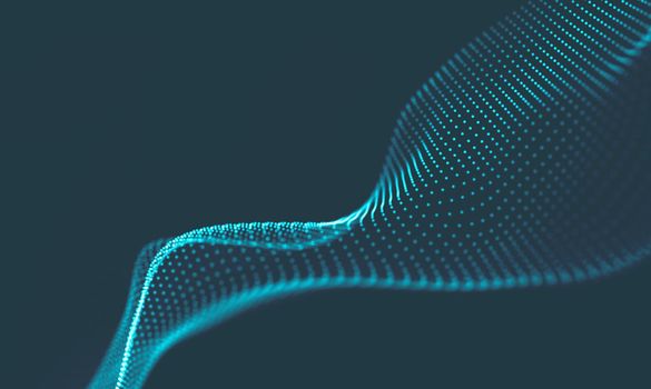  Music background. Big Data Particle Flow Visualisation. Science infographic futuristic illustration. Sound wave.