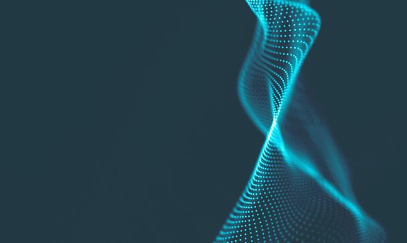  Music background. Big Data Particle Flow Visualisation. Science infographic futuristic illustration. Sound wave.