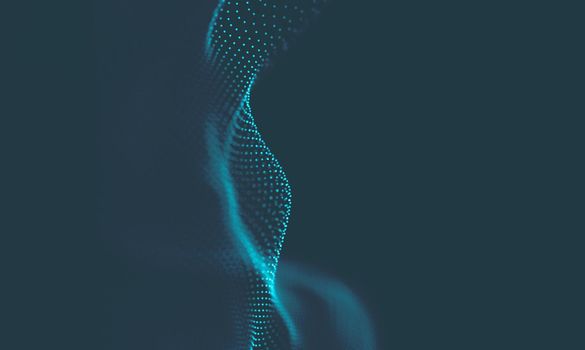  Music background. Big Data Particle Flow Visualisation. Science infographic futuristic illustration. Sound wave.