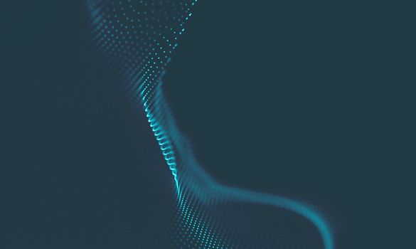  Music background. Big Data Particle Flow Visualisation. Science infographic futuristic illustration. Sound wave.