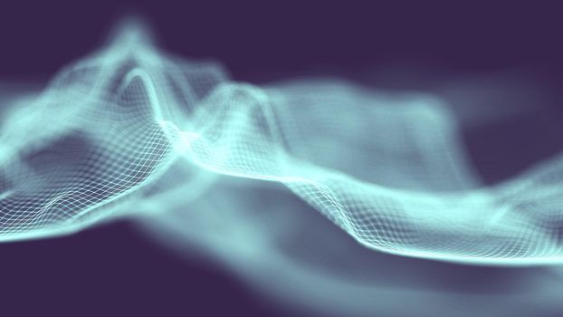 Data technology abstract futuristic illustration . Low poly shape with connecting dots and lines on dark background. 3D rendering .