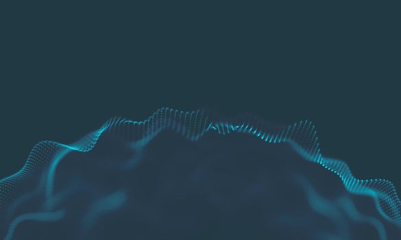 Music background. Big Data Particle Flow Visualisation. Science infographic futuristic illustration. Sound wave.