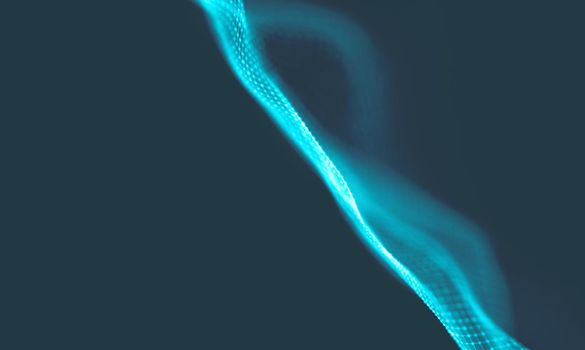  Music background. Big Data Particle Flow Visualisation. Science infographic futuristic illustration. Sound wave.