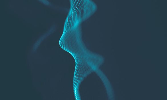  Music background. Big Data Particle Flow Visualisation. Science infographic futuristic illustration. Sound wave.