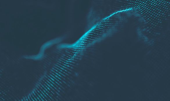  Music background. Big Data Particle Flow Visualisation. Science infographic futuristic illustration. Sound wave.