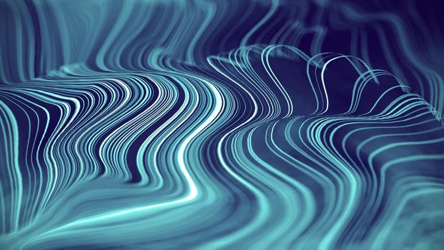 Artificial intelligence abstract background. Technology digital illustration with blue line flow. Motion graphic futuristic element. Energy pattern with modern space wave structure. Light backdrop for business presentation of ai. Science or network banner.
