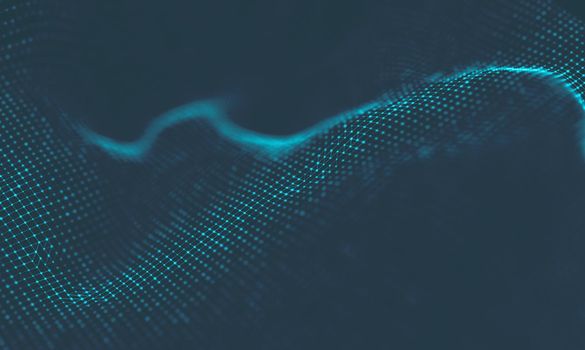  Music background. Big Data Particle Flow Visualisation. Science infographic futuristic illustration. Sound wave.