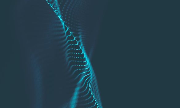  Music background. Big Data Particle Flow Visualisation. Science infographic futuristic illustration. Sound wave.