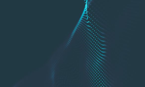  Music background. Big Data Particle Flow Visualisation. Science infographic futuristic illustration. Sound wave.
