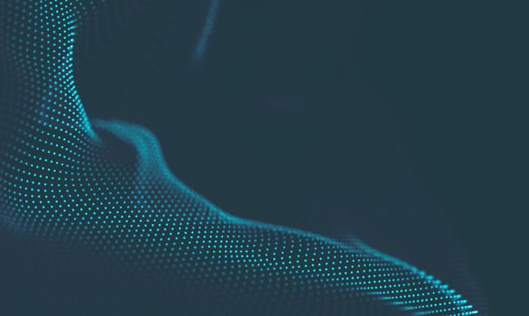  Music background. Big Data Particle Flow Visualisation. Science infographic futuristic illustration. Sound wave.