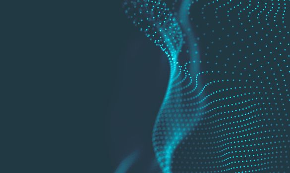  Music background. Big Data Particle Flow Visualisation. Science infographic futuristic illustration. Sound wave.