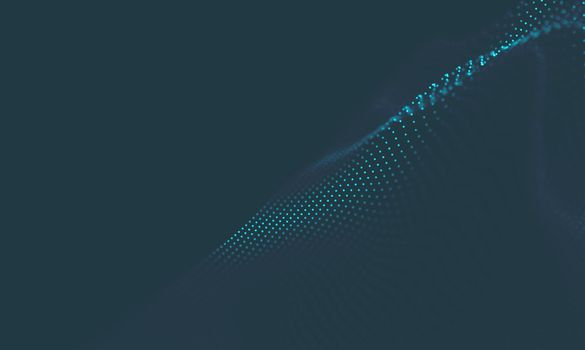  Music background. Big Data Particle Flow Visualisation. Science infographic futuristic illustration. Sound wave.