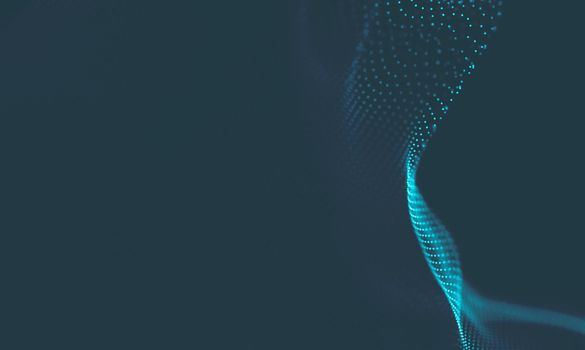  Music background. Big Data Particle Flow Visualisation. Science infographic futuristic illustration. Sound wave.