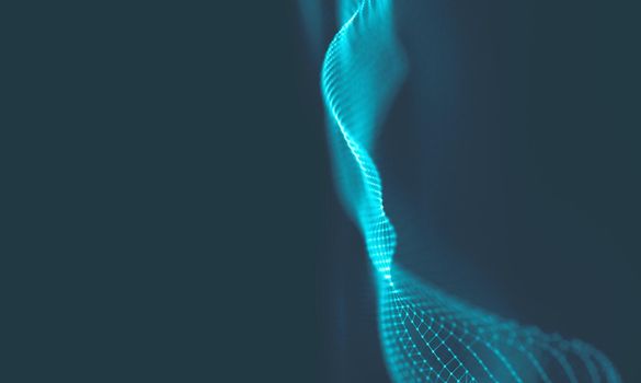  Music background. Big Data Particle Flow Visualisation. Science infographic futuristic illustration. Sound wave.