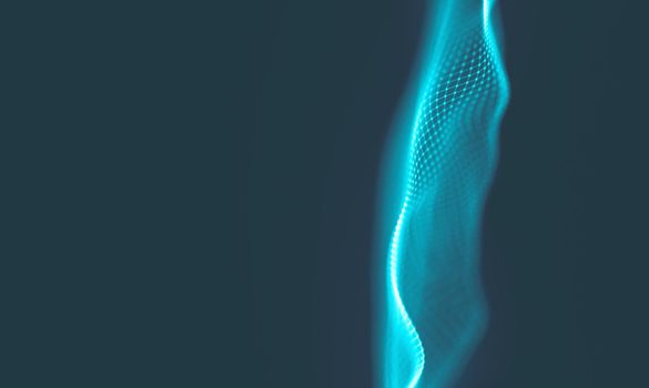  Music background. Big Data Particle Flow Visualisation. Science infographic futuristic illustration. Sound wave.