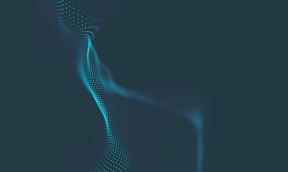  Music background. Big Data Particle Flow Visualisation. Science infographic futuristic illustration. Sound wave.
