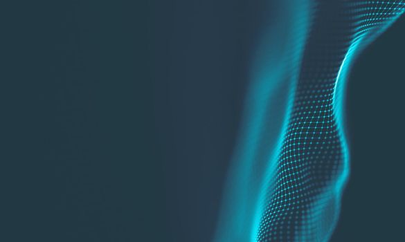  Music background. Big Data Particle Flow Visualisation. Science infographic futuristic illustration. Sound wave.