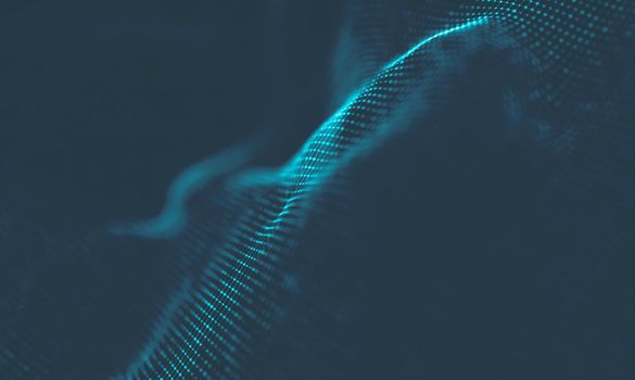  Music background. Big Data Particle Flow Visualisation. Science infographic futuristic illustration. Sound wave.
