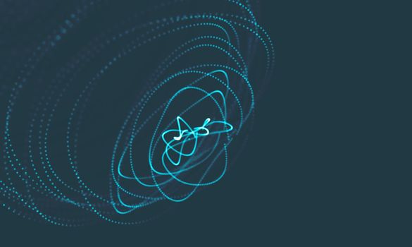  Music background. Big Data Particle Flow Visualisation. Science infographic futuristic illustration. Sound wave.