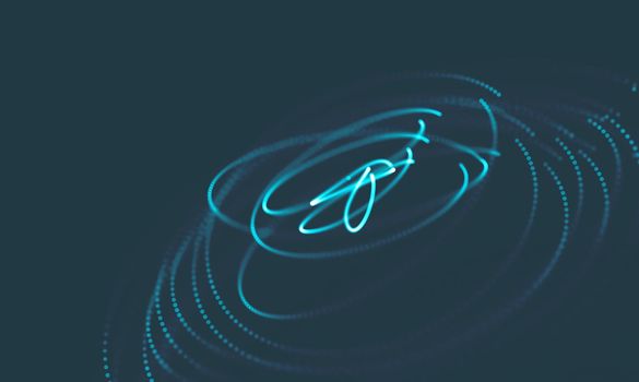  Music background. Big Data Particle Flow Visualisation. Science infographic futuristic illustration. Sound wave.