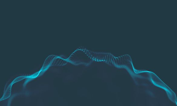  Music background. Big Data Particle Flow Visualisation. Science infographic futuristic illustration. Sound wave.