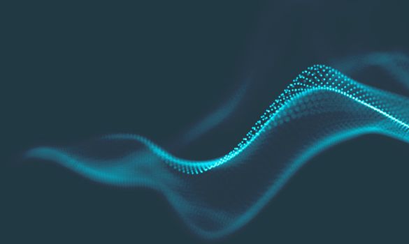  Music background. Big Data Particle Flow Visualisation. Science infographic futuristic illustration. Sound wave.
