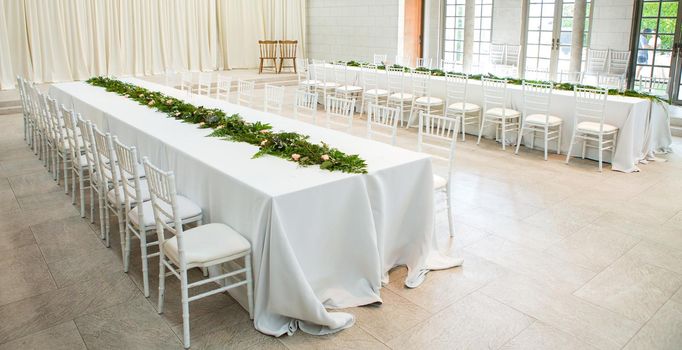 Chairs arranged in a party.